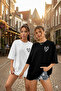 2-Pack Women's Small Heart Printed Oversize Tshirt