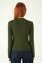Khaki Crew Neck Front Ruffled Blouse 8238A - 5