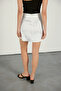 Draped Satin Mini Skirt White - 6