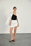 Draped Satin Mini Skirt White - 3