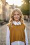 Girl's Brown Knitwear Sweater White Shirt Houndstooth Pattern Trousers 3-Piece Set - 7