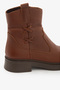 Tan Genuine Leather Side Zipper Non-Slip Sole Women's Boots - 6