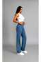 90's Dark Blue Lycra Super High Waist Denim Loose Leg Palazzo Trousers - 5