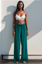 Women's Emerald Green Palazzo Wide Leg High Waist Viscose Summer Pants - 2