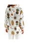Women's Brown Ethnic Patterned Linen Oversize Shirt - 4