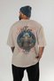 Odin Back Printed Beige Oversize T-Shirt Men's Women's Cotton Crew Neck T-Shirt - 4