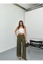 New Season Linen Fabric Double Pleated High Waist Wide-Let Palazzo Buttoned Pants - 5