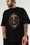 Freya Front Printed Black Oversize T-Shirt Men's Women's Cotton Crew Neck T-Shirt - 3