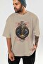 Odin 2 Front Printed Beige Oversize T-Shirt Men Women Cotton Crew Neck T-Shirt - 6