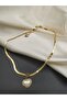 Heart steel italian flat gold necklace - 2