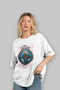 Freyja Front Printed White Oversize T-Shirt Men Women Cotton Crew Neck T-Shirt - 4