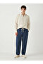 Men's Navy Blue Linen Muslin Trousers Comfortable Fit Baggy Lightweight Fabric with Back Pockets - 5