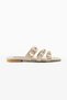 Women's Beige Buckle-Studded Slippers – Comfortable, Casual, Stylish Summer Flat-Soled Slippers Premia - 2