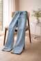 Aura 90's Lycra Women's Light Blue Snow Super High Waist Loose Leg Loose Denim Jeans Palazzo Loose - 3
