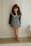 Girl's Jacquard Patterned Houndstooth Gilet Dress with Lace Collar Detail, Stylish Model-J-352-Jlb-091