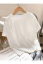 Cherry 8 Lucky T-Shirt - White Printed Oversize Crew Neck Short Sleeve Loose - 2
