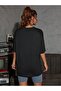 Dragon Design T-Shirt - Black Printed Oversize Crew Neck Short Sleeve Loose - 2