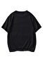 Dark Cat T-shirt - Black, Oversize, Printed, Crew Neck, Printed, Short Sleeve, Loose - 2