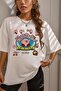 Kirby Anime T-Shirt - White Printed Oversize Crew Neck Short Sleeve Loose - 2