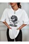 Angel Baby T-Shirt - White Printed Oversize Crew Neck Printed Short Sleeve - 3