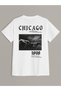 Chicago 1898 Lettering Design T-shirt -white, Printed, Crew Neck, Printed, Short Sleeve, Boyfriend, Loose