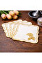 Gold Floral Embroidered Coffee Napkin & Cocktail Presentation Napkin – 6 Pieces with Floral Pattern Embroidery - 3