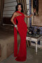 Red Coraline Multi Tie-Detail Maxi Evening Dress Sandy Fabric ATE-2386
