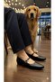 Buckle-Strapped Casual Women's Ballerinas Black