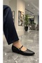 Buckle-Strapped Casual Women's Ballerinas Black - 4