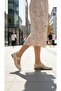 Belted Embroidered Single-Layered Flat-Toe Women's Ballerinas Beige - 2