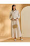 Women Beige Collared Button Front Blouse - 5
