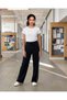 Women Black Wide Leg Tailored Trousers - 2