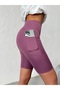 Women's High Waist Gathering Pocket Shorts Sports Leggings - 4
