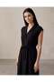 Women Black Button Front Collard Midi Dress - 5