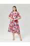 Short-Sleeved Large-Printed Women's Dress - 2