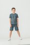 Top Front Print Bottom Snap Fastener Left Leg Print Boys' Shorts - T-Shirt Set - 5