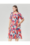Short-Sleeved Large-Printed Women's Dress - 4