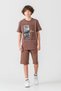 Heart of the World Printed Pocket Bottom New York Amazing City Printed Boys' Shorts - T-Shirt Set - 2