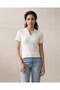 Women White Polo Rib T-Shirt - 3