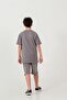Top Front Middle Sailing Print Bottom Left Leg Print Boys' Shorts - T-Shirt Set - 4