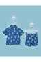 Infant Boys Blue Denim Printed Casual Set (2 Piece) - 5