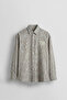 Men's Boxy Fit Plaid Long Sleeve Shirt Beige