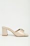 Women's Beige Patent Leather Heeled Slippers Pc-55787 - 2