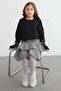 2-Piece Girls' Set with Bow and Plaid Patterned Skirt