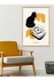Cat and Book Poster One Piece Wooden Framed Painting - 3