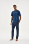 New Season Men's Crew Neck Short Sleeve Stylish Design Pajama Set - 7