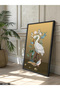 Floral White Bird One Piece Black Wooden Framed Painting