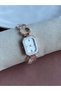 Pink Gold Case Octagonal Cut White Dial Stone Women's Wristwatch