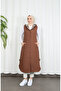 Hooded Vest with Plaid Pattern Detail Taba Hnt8568