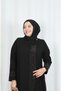 Plus Size Elegant Stone Embellished Belt Detailed Mother Dress Black Hnt1084 - 6